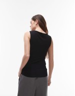 premium slash neck tank in black