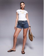 ribbed fruit print baby tee in white