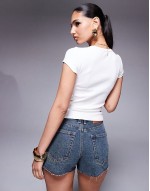 ribbed fruit print baby tee in white