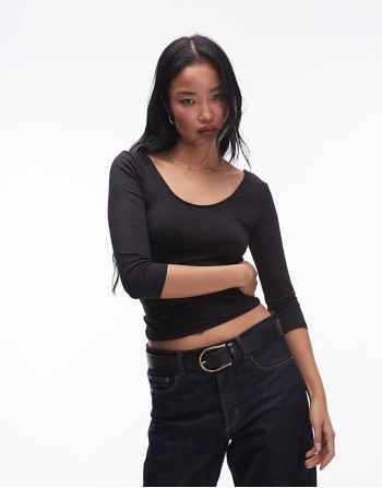 off shoulder short sve top in black