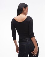 off shoulder short sve top in black