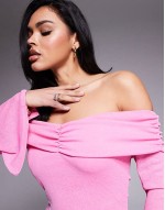 ruched front  top in pink