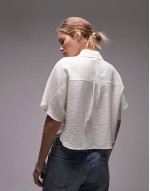 crop lightweight twill shirt in ivory