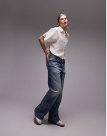 crop lightweight twill shirt in ivory