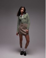 jersey shrunken long sve rugby top in olive stripe