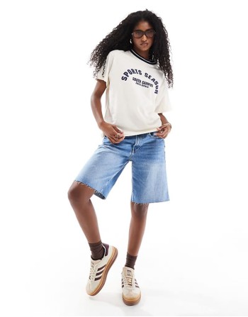 denim jort in washed blue