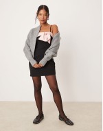 Petite strappy cami mini dress with bow detail in pink