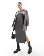 off the shoulder dress in grey