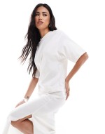 oversized midaxi t-shirt dress in off white