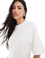 oversized midaxi t-shirt dress in off white