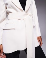belted blazer dress in  cream