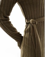 knitted midi dress with slit in khaki