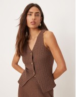 co-ord knit sveless waistcoat and trousers in chocolate