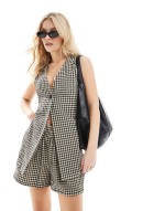 Premium textured longline waistcoat and boxer co-ord in gingham