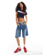 slim ringer t-shirt with block flag in navy